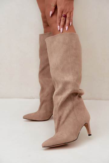 botas altas de mujer slip-on con tacones en arena Favra 2