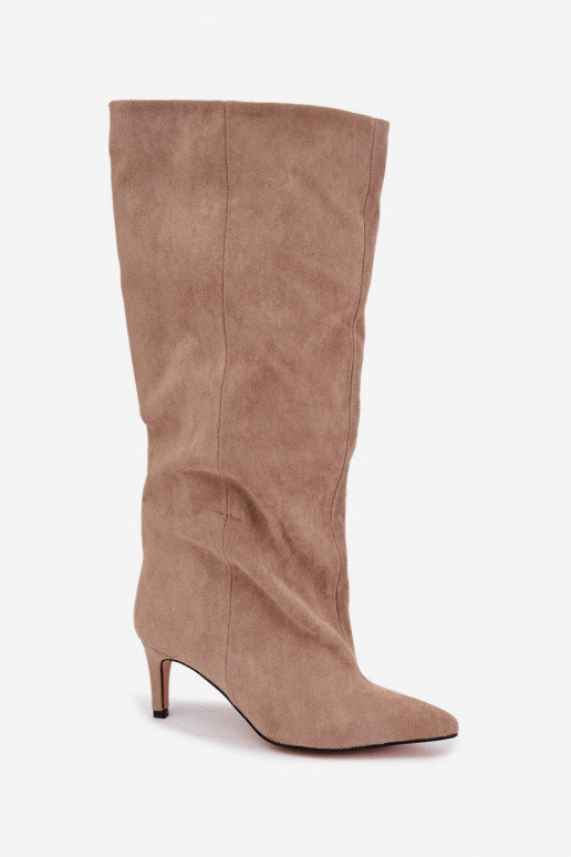 botas altas de mujer slip-on con tacones en arena Favra
