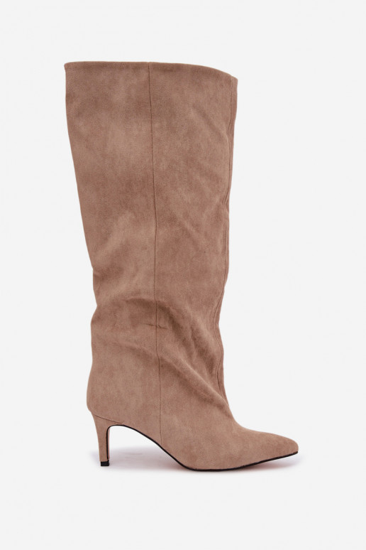 botas altas de mujer slip-on con tacones en arena Favra