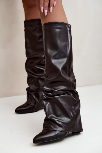 botas altas de mujer con tacones en chocolate Elivira 2