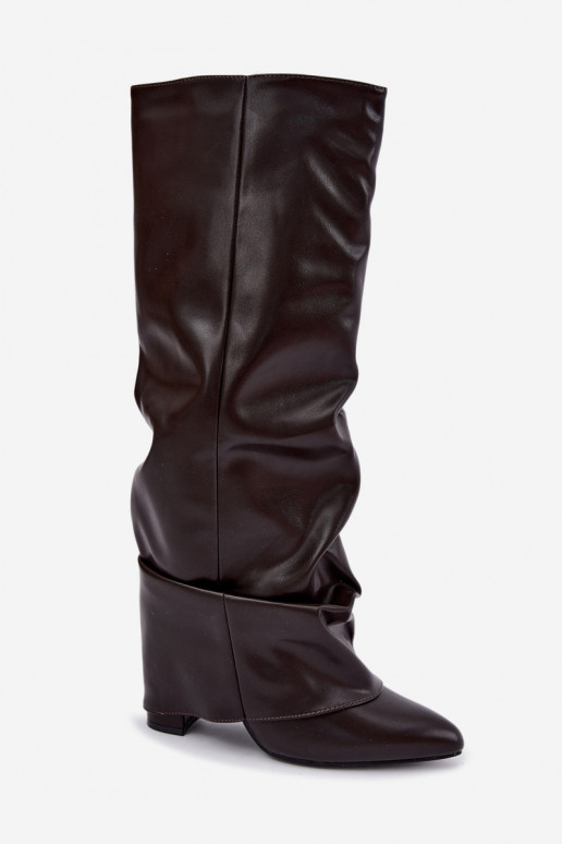botas altas de mujer con tacones en chocolate Elivira