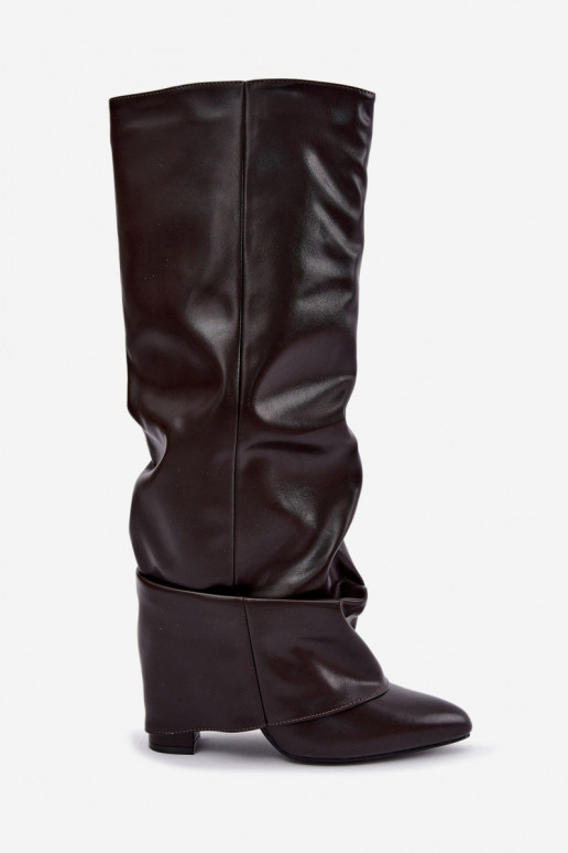 botas altas de mujer con tacones en chocolate Elivira