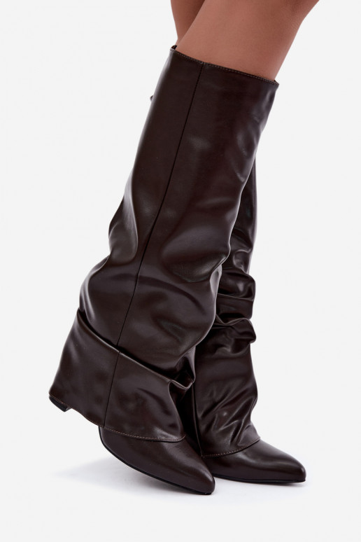 botas altas de mujer con tacones en chocolate Elivira