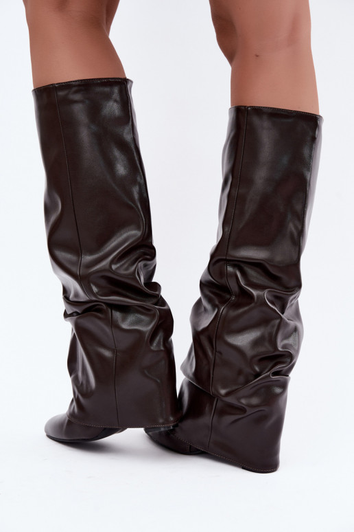 botas altas de mujer con tacones en chocolate Elivira