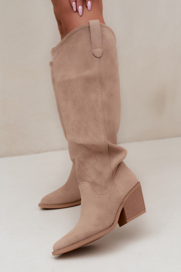 botas altas slouchy tipo slip-on en color arena Sylvie 2