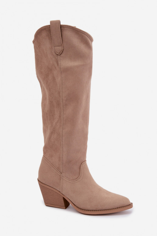 botas altas slouchy tipo slip-on en color arena Sylvie