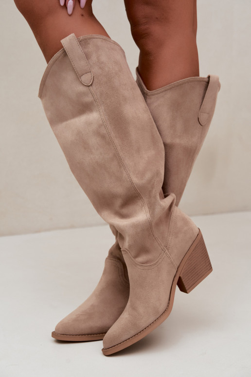 botas altas slouchy tipo slip-on en color arena Sylvie