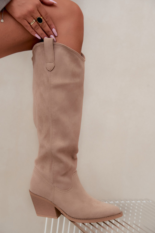 botas altas slouchy tipo slip-on en color arena Sylvie