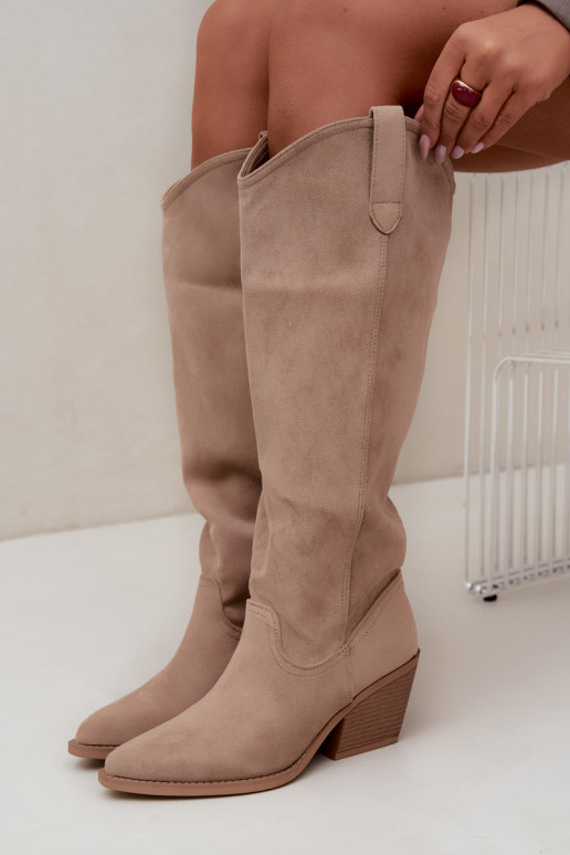 botas altas slouchy tipo slip-on en color arena Sylvie
