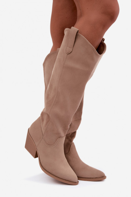 botas altas slouchy tipo slip-on en color arena Sylvie
