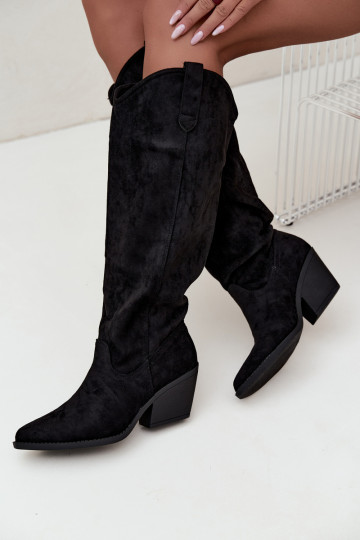 botas altas slouchy tipo slip-on en negro Sylvie