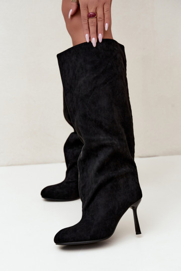 botas altas de mujer tipo slip-on con tacones finos en negro Caliya 2
