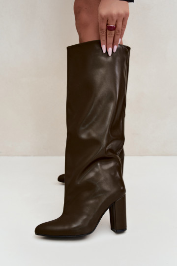 botas altas de mujer tipo slip-on con tacones en CzekoladoĮe Emeline 2