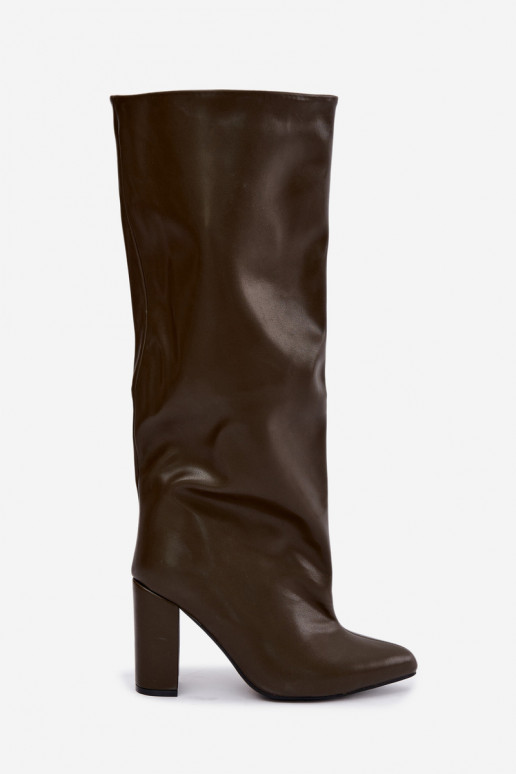 botas altas de mujer tipo slip-on con tacones en CzekoladoĮe Emeline