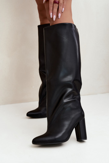 botas altas de mujer tipo slip-on con tacones en negro Emeline