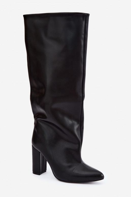 botas altas de mujer tipo slip-on con tacones en negro Emeline