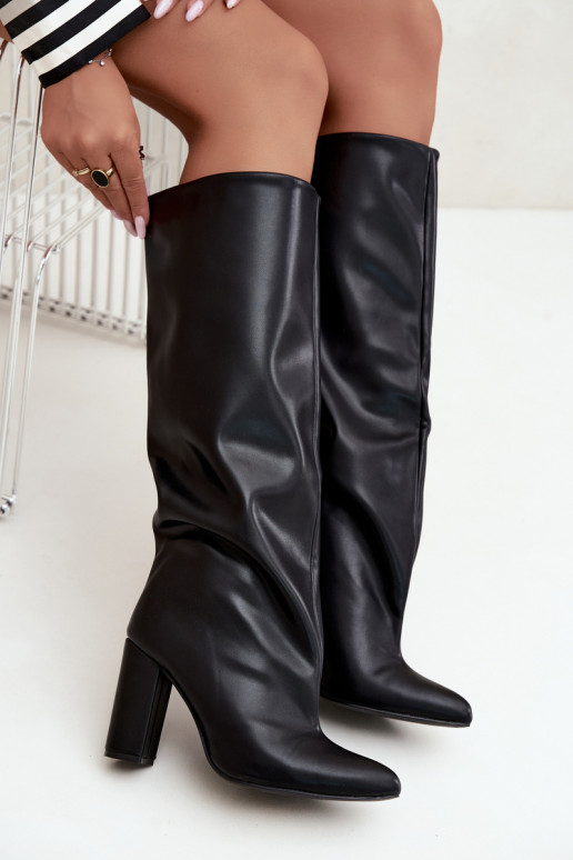 botas altas de mujer tipo slip-on con tacones en negro Emeline