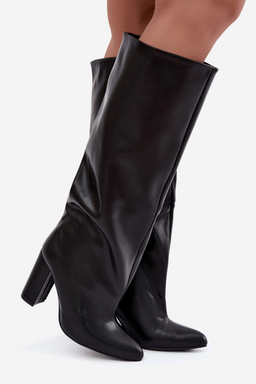 botas altas de mujer tipo slip-on con tacones en negro Emeline