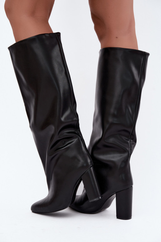 botas altas de mujer tipo slip-on con tacones en negro Emeline