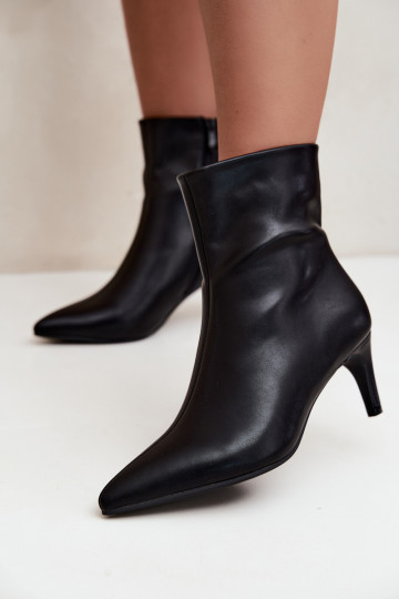 Botines de mujer con tacones en cuero sintético negro Celisse
