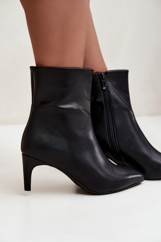 Botines de mujer con tacones en cuero sintético negro Celisse