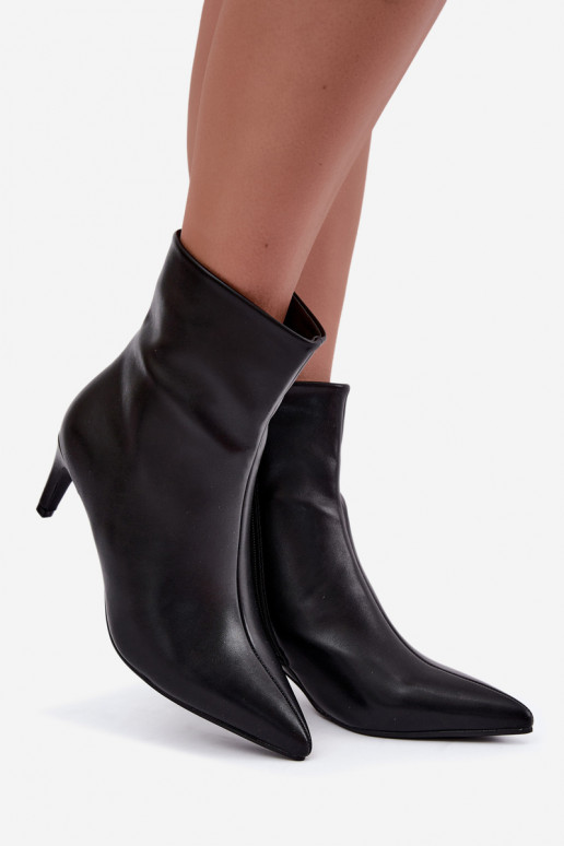 Botines de mujer con tacones en cuero sintético negro Celisse