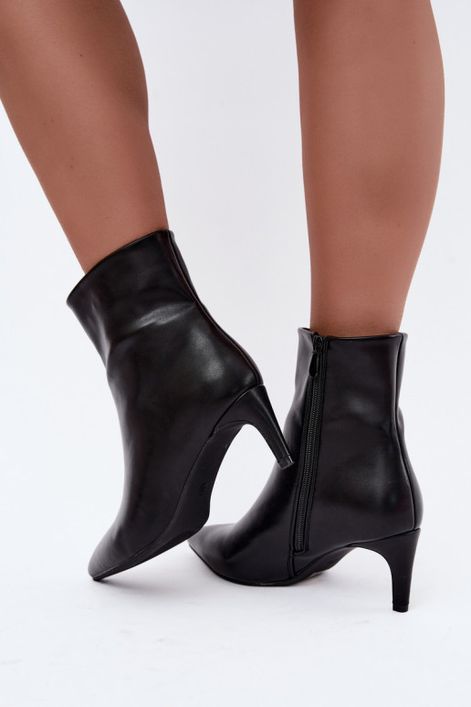 Botines de mujer con tacones en cuero sintético negro Celisse