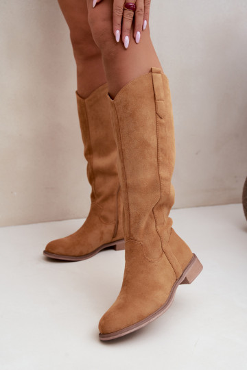 Botas altas de mujer con tacones anchos en color marrón Gilena 2