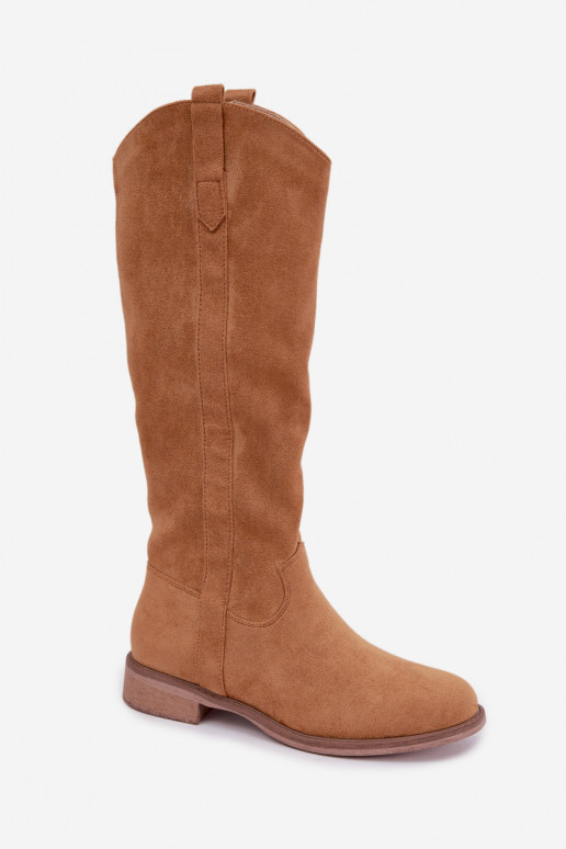 Botas altas de mujer con tacones anchos en color marrón Gilena