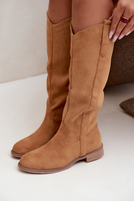 Botas altas de mujer con tacones anchos en color marrón Gilena