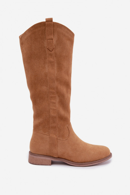 Botas altas de mujer con tacones anchos en color marrón Gilena