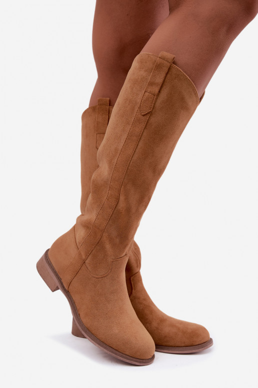 Botas altas de mujer con tacones anchos en color marrón Gilena