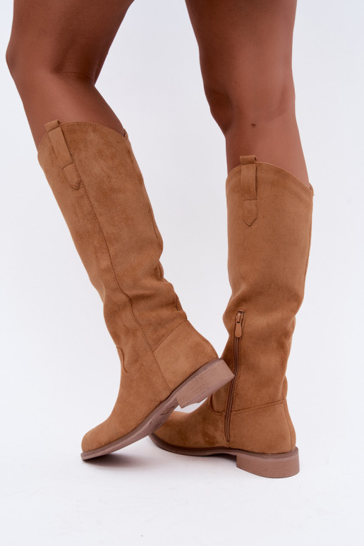 Botas altas de mujer con tacones anchos en color marrón Gilena