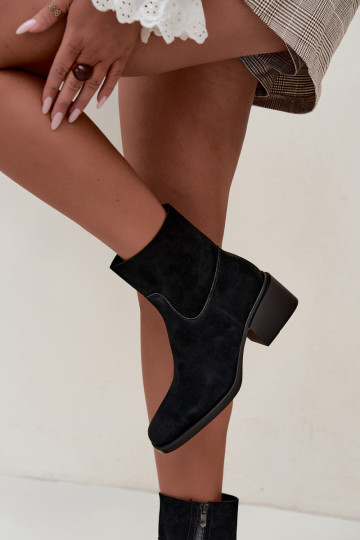 Botines para mujer de ante sintético con tacones en color negro Iveris 2