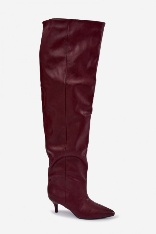 botas altas de mujer slip-on con tacones finos en burdeos Ysolienne