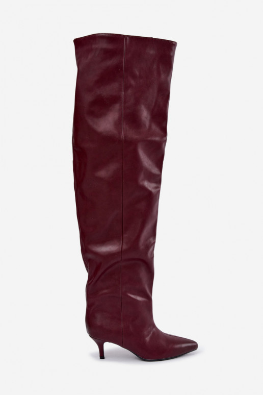 botas altas de mujer slip-on con tacones finos en burdeos Ysolienne