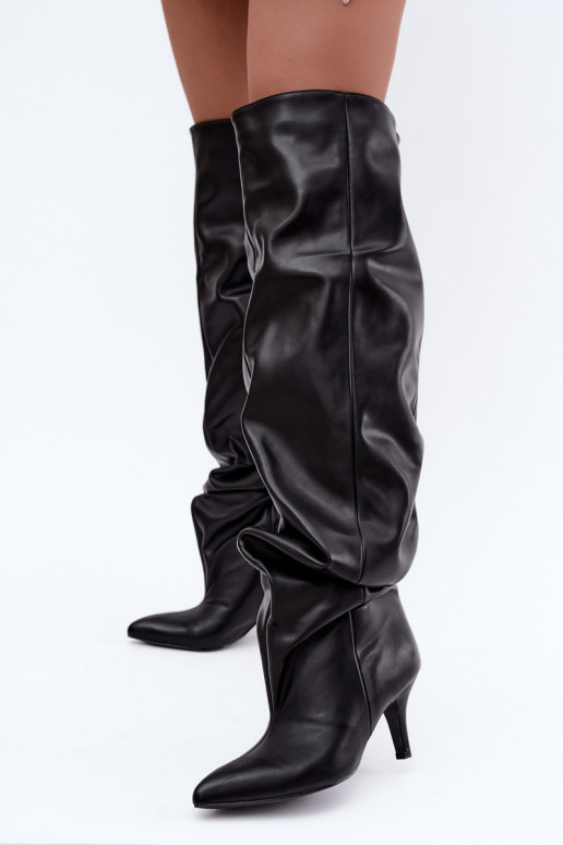 botas altas slip-on con tacones en negro Calmy