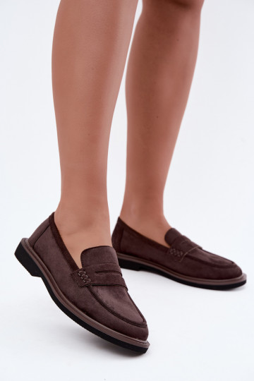 Mocasines para mujer de ante en color chocolate Vinceza 62335 2