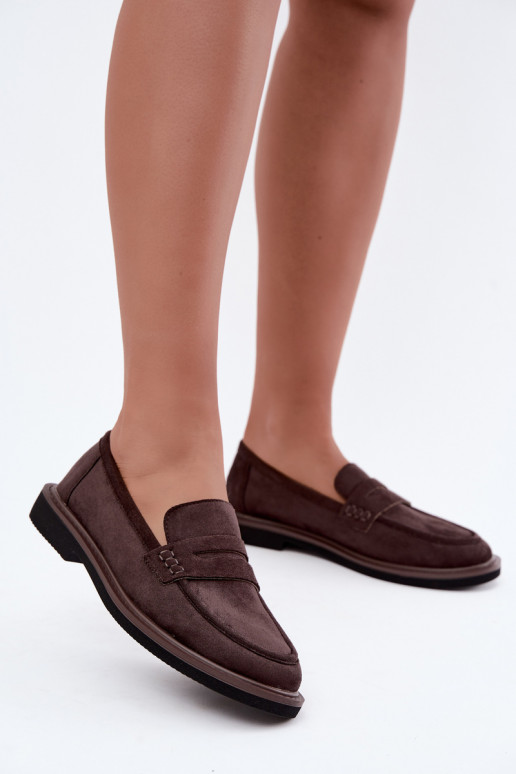Mocasines para mujer de ante en color chocolate Vinceza 62335