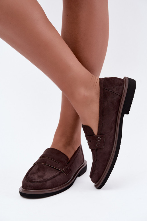 Mocasines para mujer de ante en color chocolate Vinceza 62335