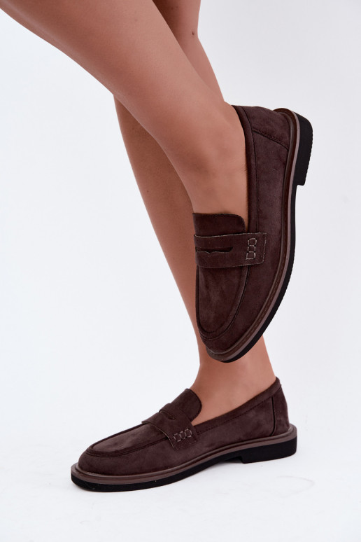 Mocasines para mujer de ante en color chocolate Vinceza 62335