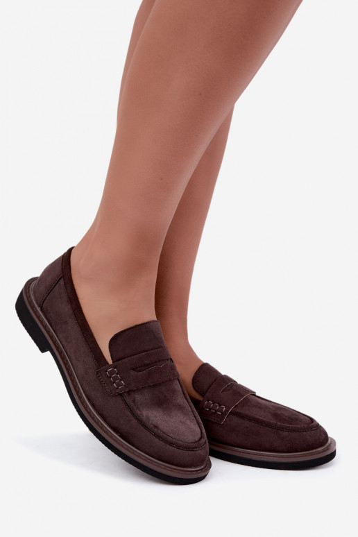 Mocasines para mujer de ante en color chocolate Vinceza 62335