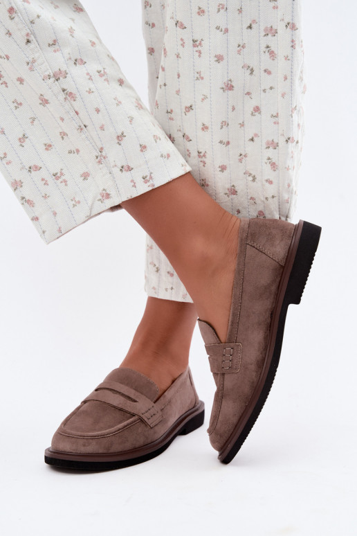 Mocasines para mujer de ante en color arena Vinceza 62335