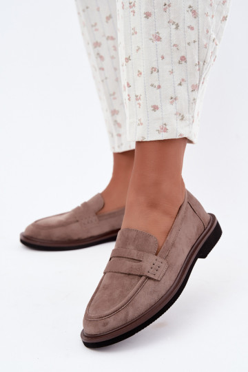 Mocasines para mujer de ante en color arena Vinceza 62335 2