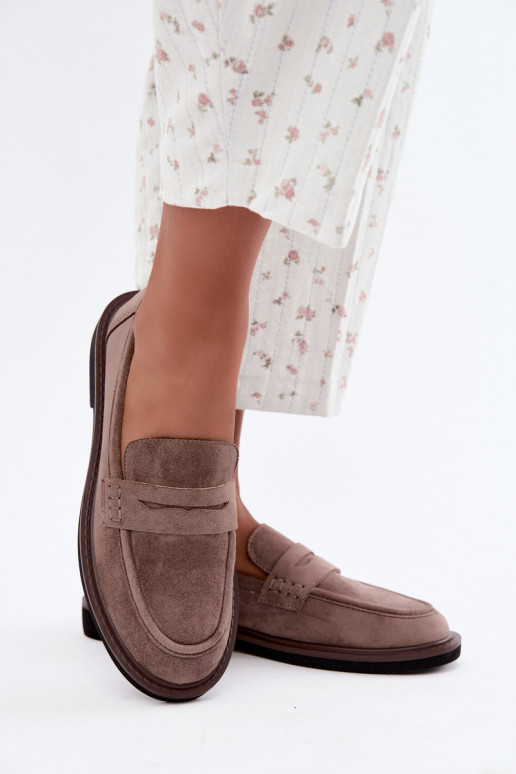 Mocasines para mujer de ante en color arena Vinceza 62335