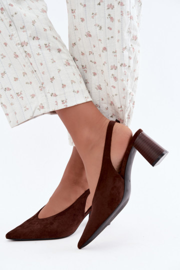 Zapatos de tacón con talón abierto en color chocolate Sorenia 2