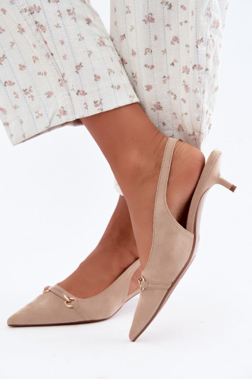 Zapatos de tacón bajo con talón abierto en color arena Caylo 2