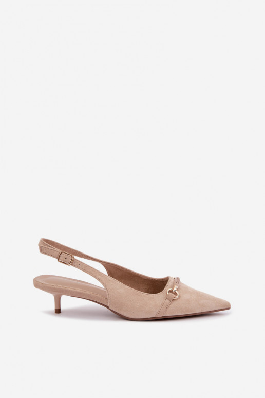 Zapatos de tacón bajo con talón abierto en color arena Caylo