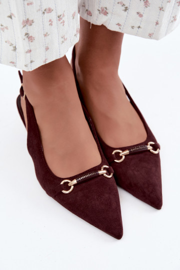 Zapatos de tacón bajo con talón abierto en color burdeos Caylo