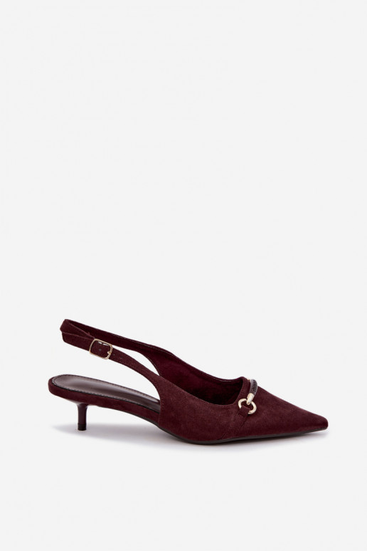 Zapatos de tacón bajo con talón abierto en color burdeos Caylo